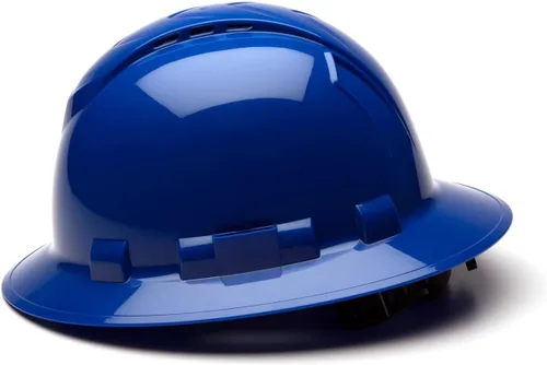 Miniatura 2 de Texas America Safety Company Casco duro RIDGELINE de ala completa con ajuste de perilla de 6 puntos y bolsa Azul ventilado
