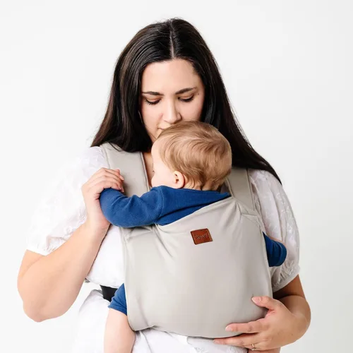 Happy! Haven Portabebés – Mezcla de algodón orgánico, 7-35 libras, recién nacido a niño – Portabebés elástico ergonómico con espalda cruzada suave