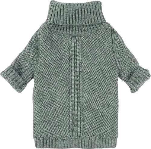 Fitwarm - Suéter de cuello alto para perro, abrigo térmico de punto para mascotas, ropa de invierno para perros pequeños, ropa de gato, gris Gris