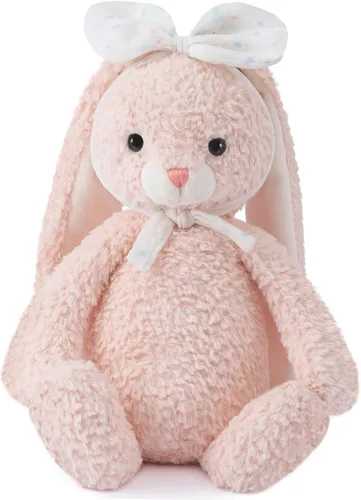 Miniatura 8 de Animal de Peluche Conejito Suave Juguete Tierno de 8'' de Largo - Conejito de Peluche Marrón de Orejas Largas con Lazo Rosa Juguetes de Peluche