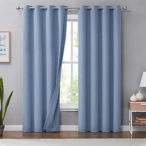 Miniatura 27 de Melodieux Cortinas 100% opacas para dormitorio, aislamiento térmico, reducción de ruido, cortinas de ventana de lino con ojales para sala de estar