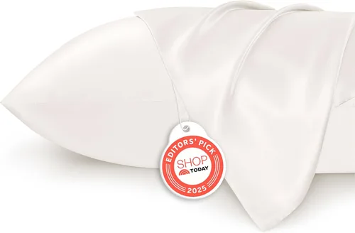 Miniatura 22 de Bedsure Paquete de 2 fundas de almohada de satén similares a las fundas de almohada de seda tamaño estándar, funda de almohada para mujeres que 01