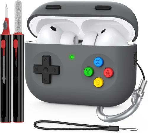 Delidigi Funda de silicona para AirPods Pro 3 (2025), diseño de consola de juegos para Apple AirPods Pro de 3ª generación, botón 3D Airpod Pro 3,