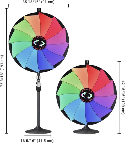 Miniatura 9 de WinSpin Rueda de premios de 36 pulgadas – Rueda giratoria de mesa y soporte de suelo resistente con fabricante de borrado en seco – Rueda giratoria