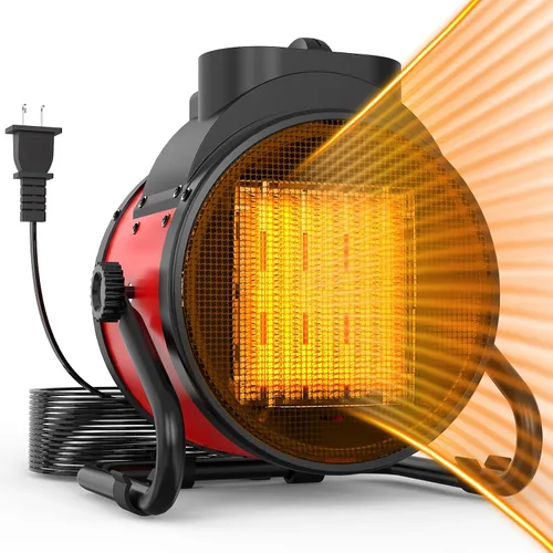 Calentadores de patio para exteriores, calentador eléctrico portátil de garaje de 1500 W con calentamiento rápido 2S, protección contra
