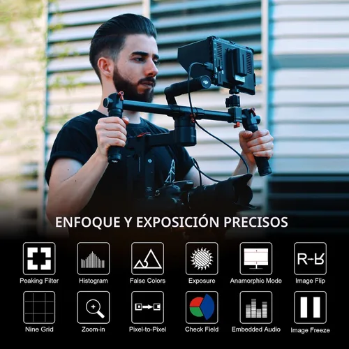 Miniatura 3 de FEELWORLD FW759 7 pulgadas Cámara DSLR Monitor de campo HD Asistencia de vídeo Slim IPS 1280x800 4K HDMI 1080p con sombrilla