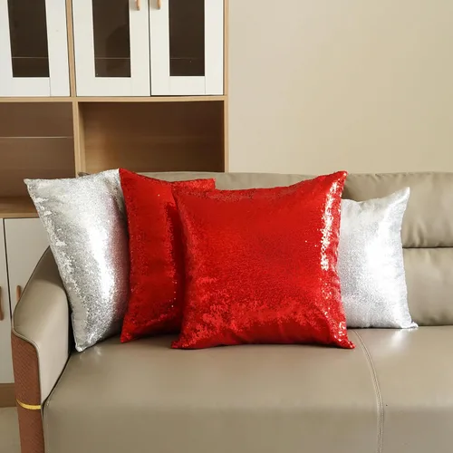 Miniatura 2 de Poise3EHome Fundas de almohada de lentejuelas de 18 x 18 pulgadas, fundas de almohada decorativas rojas para sofá, cama, sala de estar, Navidad Rojo