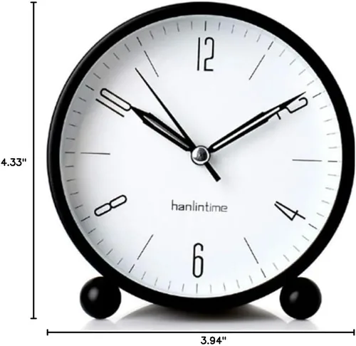 Miniatura 8 de Reloj despertador analógico, reloj de escritorio pequeño fácil de configurar, sin tictac, con luz nocturna, despertador súper silencioso alimentado