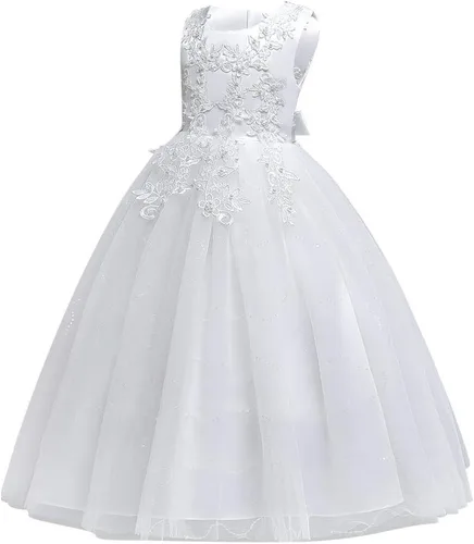 Miniatura 2 de Vestido de fiesta de boda con encaje de tul para niñas, para comunión, formal, cumpleaños, princesa, concurso, baile de graduación