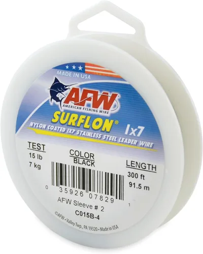 Miniatura 49 de Alambre de pesca americano Surflon recubierto de nailon 1x7 de acero inoxidable, línea líder de pesca para agua salada, prueba de 10 libras - prueba