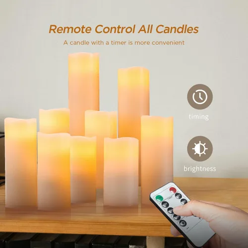 Miniatura 3 de Hausware Velas sin llama, funciona con pilas, de 4, 5, 6, 7, 8, 9 pulgadas, velas LED parpadeantes sin llama con control remoto y temporizador