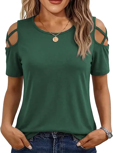 Miniatura 15 de Jar of Love Camisetas de manga corta para mujer con hombros descubiertos Tops de primavera y verano ajustadas túnica 2026