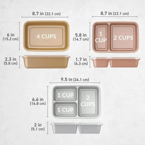 Miniatura 7 de Bentgo Prep Kit de preparación de comidas de 60 piezas, recipientes de alimentos reutilizables PFAS y sin BPA, 1 compartimento, 2 compartimentos y 3