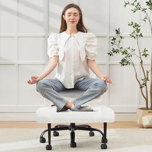 Miniatura 10 de Silla de oficina con patas cruzadas con ruedas, silla giratoria de meditación para TDAH, silla de escritorio ergonómica con patas cruzadas