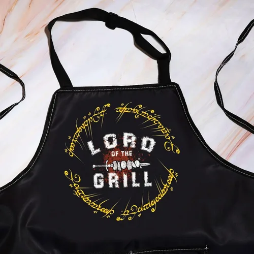 Miniatura 3 de WZMPA LOTR Delantal de cocina para fanáticos de la película, regalo de Lord Of The Grill Delantal ajustable con bolsillos para cocinar a la parrilla