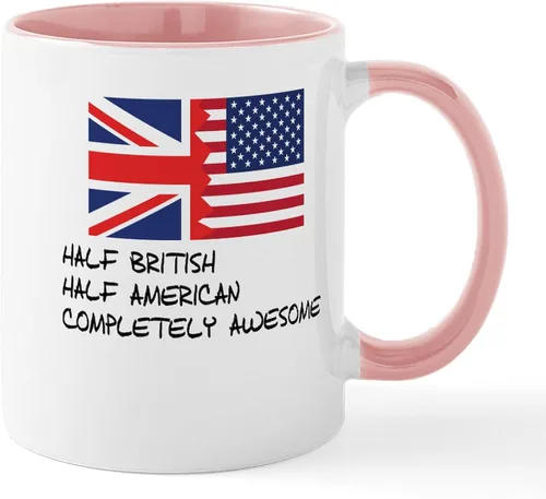 Miniatura 101 de CafePress Born American, British By Hea Taza de café de cerámica de 11 oz (11.0 fl oz)