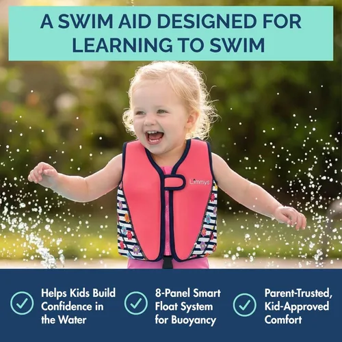 Miniatura 2 de Limmys Chaleco de natación para niños pequeños y niños, ayuda de natación de flotabilidad ajustable, certificado de seguridad CE, diseño galardonado