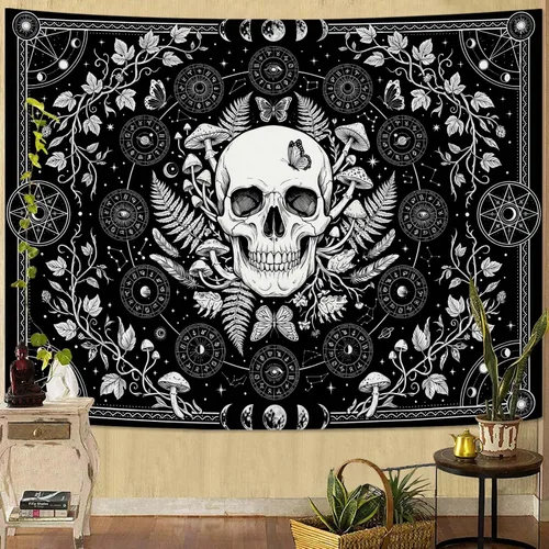 Miniatura 17 de Kanuyee Tapiz de Esqueleto de los Amantes Tapiz Gótico para Dormitorio Tapices de Cartas del Tarot Góticas para Colgar en la Pared Decoración El