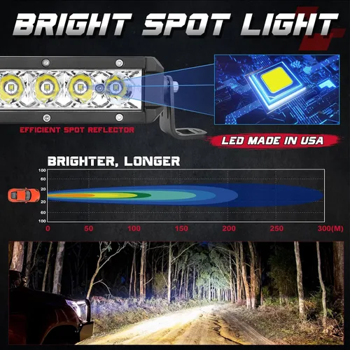 Miniatura 3 de OFFROADTOWN Barra de Luz LED de 6 Pulgadas de Una Sola Fila Focos LED Delgados para Conducción Todo Terreno Luces de Niebla de Trabajo Luz Spot