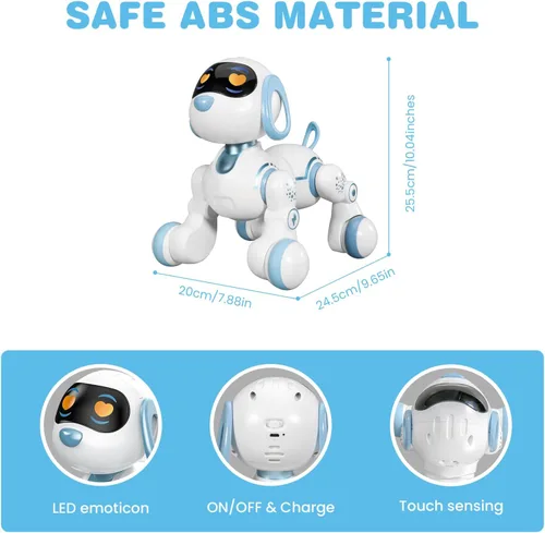 Miniatura 2 de Perro robot, perro a control remoto para niños con detección táctil de cabeza y función de música, robot interactivo programable, divertido juguete