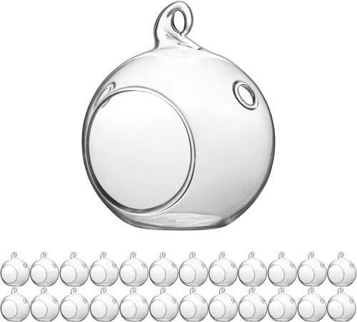 Miniatura 30 de WGV Globo de terrario colgante, ancho 5 pulgadas, altura 6 pulgadas, maceta de aire para suculentas, florero de vidrio transparente con parte