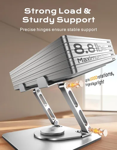 Miniatura 4 de RIWUCT Soporte para computadora portátil para escritorio de altura ajustable, soporte ergonómico para elevador de laptop con soporte de doble barra
