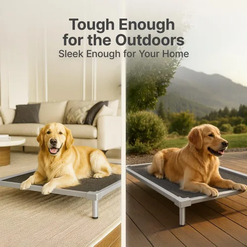 Miniatura 6 de Cama elevada para perros de tamaño mediano, aleación de aluminio a prueba de masticación, suministros resistentes para perros, cuna elevada