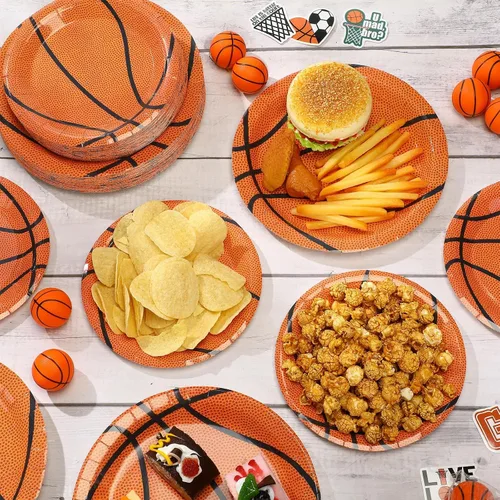 Miniatura 4 de Aoriher Paquete de 120 platos de papel para fiesta de béisbol, baloncesto, fútbol, fútbol, fiesta, paquete y platos de postre, vajilla temática