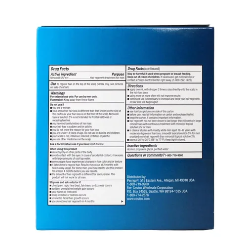 Miniatura 3 de Kirkland Minoxidil Solución Tópica al 5% Tratamiento de Fuerza Extra para el Recrecimiento del Cabello para Hombres Aplicador con Gotero Incluido