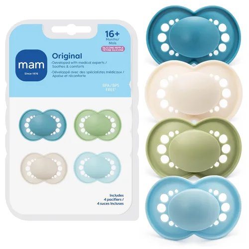 Miniatura 8 de MAM Chupetes mate originales para bebé, Chupete para 16+ meses, pezón de silicona sin BPA, fácil de limpiar, lo mejor para bebés amamantados, Verde