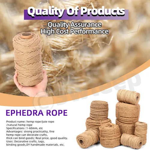 Miniatura 3 de Swpeet Cuerda trenzada de yute natural de 0.236 in x 328 pies, cuerda larga de yute para embalaje, jardinería, ganchillo, perfecto