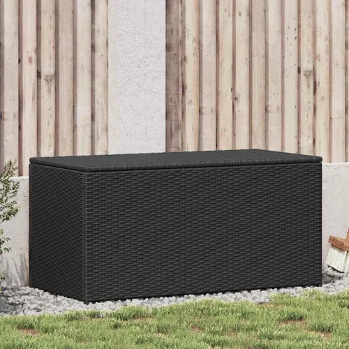 Miniatura 2 de vidaXL Caja de almacenamiento para patio: almacenamiento de artículos de jardín de ratán de polietileno duradero, marco de acero con recubrimiento