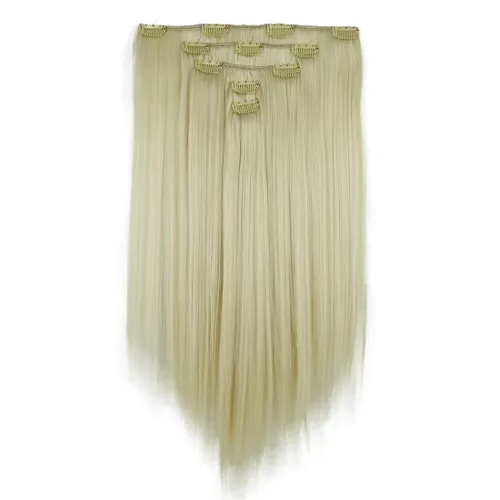 Miniatura 11 de Lydell Juego de 5 extensiones de cabello sintético con clip de 20 pulgadas de largo y lacio para mujer (12TT26 marrón con reflejos)