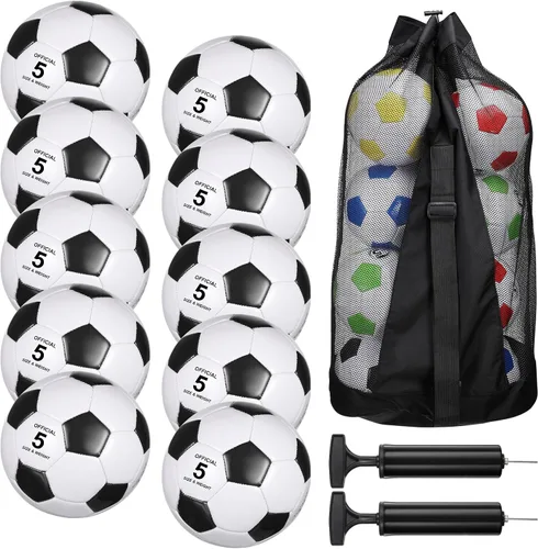 Miniatura 12 de Libima 13 Piezas Pelotas de Fútbol a Granel 10 Piezas Pelota de Fútbol Oficial con 2 Bombas y Bolsa de Transporte Entrenamiento Interior y Exterior