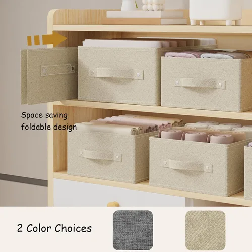 Miniatura 6 de Organizador plegable para guardar ropa, cajas de almacenamiento para organizar el hogar, cestas cúbicas de tela, para oficina y armario, gris