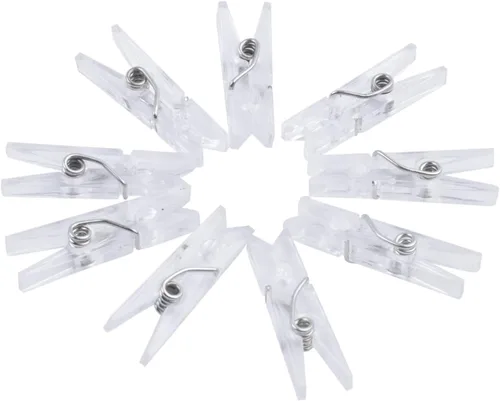 Miniatura 5 de Aylifu Mini clavijas de plástico transparente, 200 piezas multifuncionales de plástico transparente para papel fotográfico, clips para manualidades