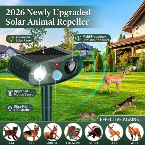 Miniatura 3 de 2026 Upgraded Ultrasonic Animal Repellent Outdoor: Sonic Fortress Pro Deer Repellent Devicess&Cat Repeller for Yard, 4-Pack Waterptoof Raccoon