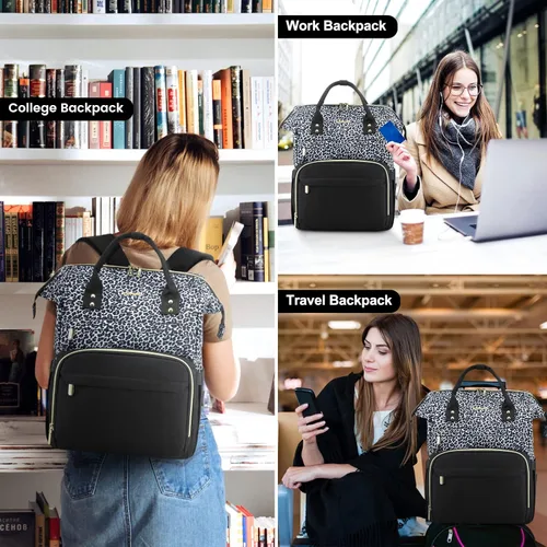 Miniatura 7 de LOVEVOOK Mochila universitaria para laptop, mochila de viaje de 15.6 pulgadas para la universidad, mochila de trabajo impermeable para mujer