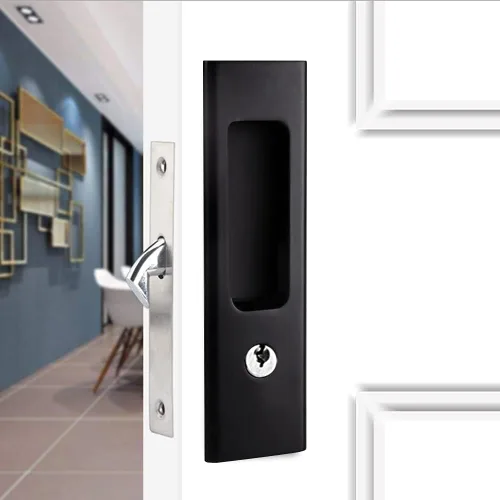 LWZH Cerradura de puerta de bolsillo de privacidad negro mate de 6.3 pulgadas, cerradura de manija empotrada invisible con llaves, cerradura de