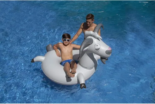 Miniatura 3 de Swimline Anillo de natación inflable de cabra, gris, 56"/46"/16"-44" LOL Cabra