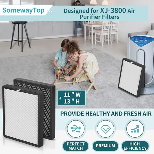 Miniatura 2 de XJ-3800 Juego de filtros de repuesto compatibles con Surround Air Intelli-Pro XJ-3800 Purifer de aire inteligente True Air Clenaer para el hogar, 2