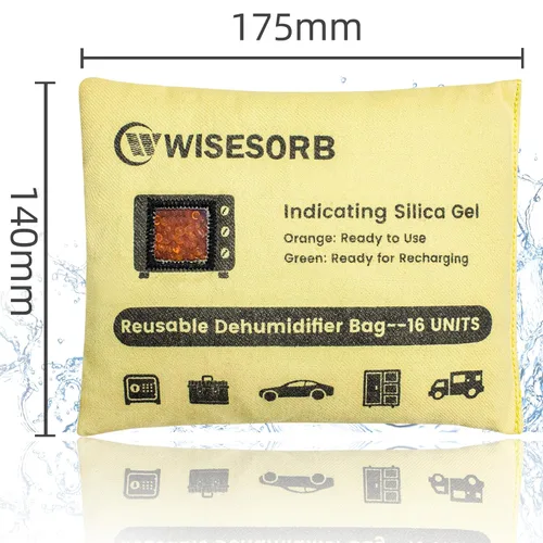 Miniatura 2 de Wisesorb Paquete de 2 bolsas deshumidificadoras de gel de sílice reutilizables de 17.64 oz, absorbentes de humedad que indican