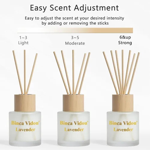 Miniatura 7 de binca vidou - Juego de 3 difusores de aceite de aroma natural de lavanda y jazmín con varillas para decoración de aromaterapia en casa, oficina