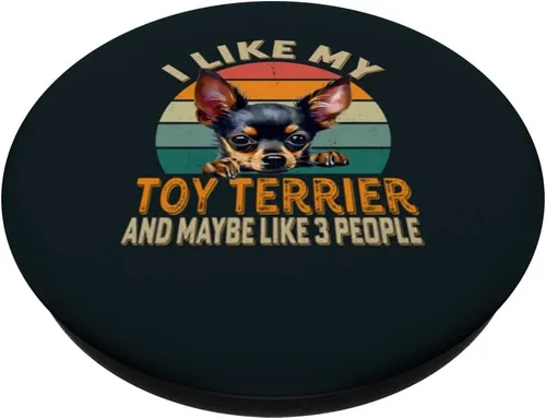 Miniatura 2 de I Like My Russian Toy Terrier Dog & Maybe 3 People Retro PopSockets PopGrip intercambiables