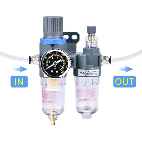 Miniatura 6 de Filtro de aire de compresor de 1/4 pulgadas Regulador de presión Filtro separador de trampa de agua y aceite con copa lubricante AFC2000 1/4 "Filtro