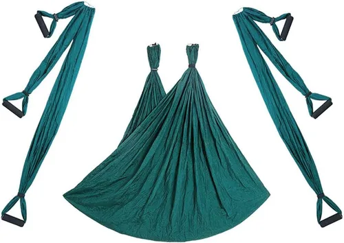 Miniatura 4 de Kit de hamaca de yoga para trapecio aéreo, ultra fuerte, antigravedad para yoga, volador, juego de herramientas de columpio de inversión Verde