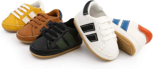 Miniatura 2 de SENIURIS Zapatos para bebés niños y niñas, suela de goma antideslizante, de piel sintética, zapatos para primeros pasos, zapatos de cuna para recién
