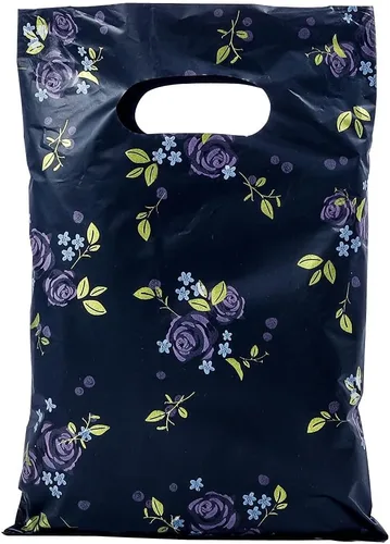 Miniatura 42 de ysmile Pequeña bolsa de compras de plástico negro con asa para pequeñas empresas Bolsa de plástico de mercancía troquelada bolsa de polietileno 100
