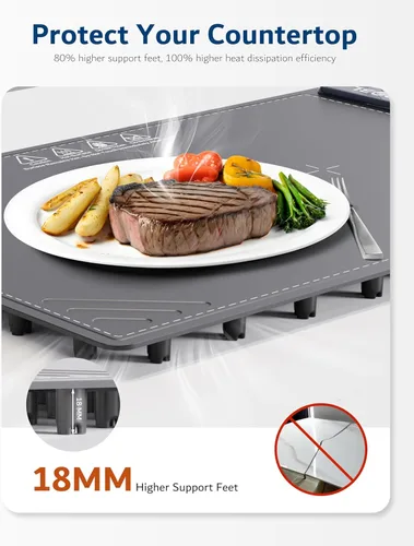 Miniatura 3 de Tapete de calentamiento para alimentos - Bandeja eléctrica de calentamiento de alimentos (24 x 16 pulgadas), calentamiento rápido de superficie