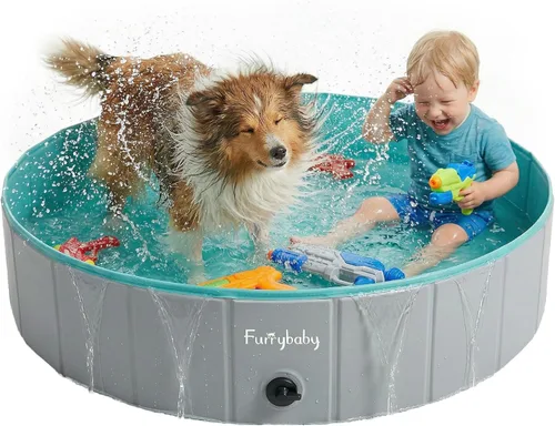 Miniatura 11 de Furrybaby Piscina para perros, piscina infantil plegable de plástico duro para perros grandes, portátil para mascotas, para nadar